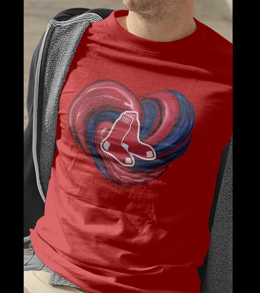Boston Red Sox Tornado Heart Red And Blue Sox T-Shirt