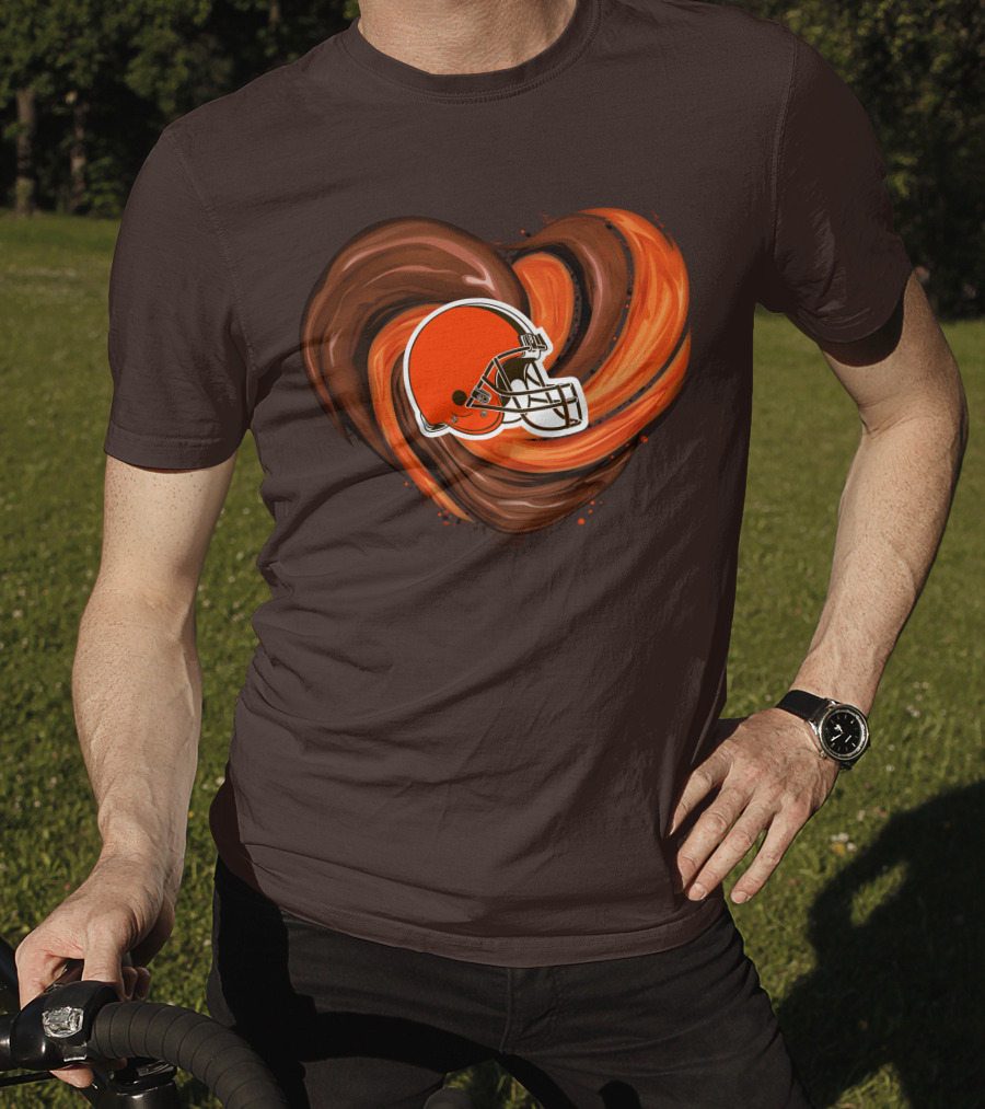 Cleveland Browns Football Helmet Tornado Heart T-Shirt