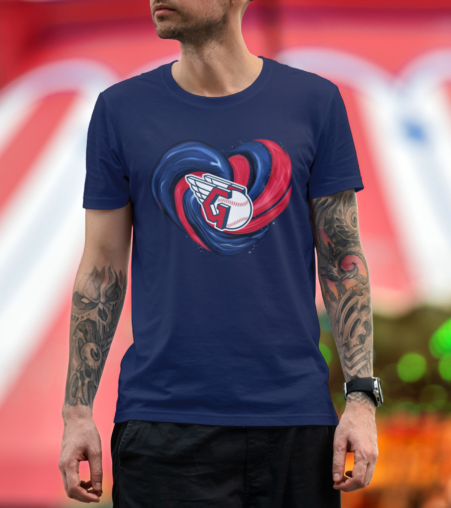 Cleveland Guardians Heart Tornado Baseball T-Shirt