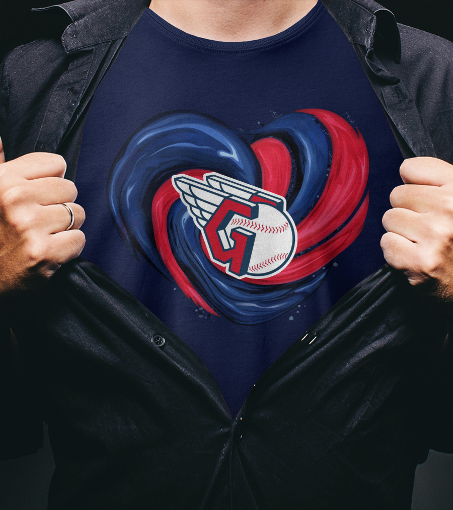 Cleveland Guardians Heart Tornado Baseball T-Shirt