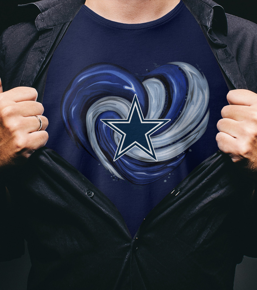 Dallas Cowboys Heart Swirl With Star T-Shirt