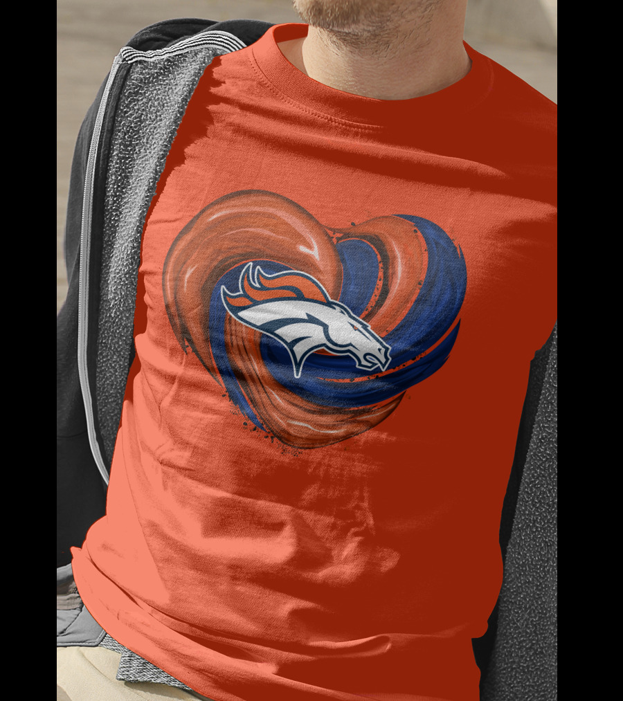 Denver Broncos Heart Logo Swirl T-Shirt