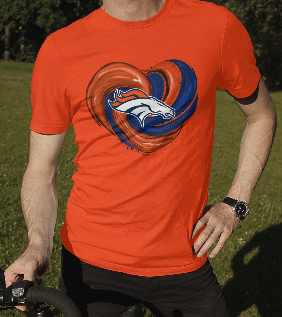 Denver Broncos Heart Logo Swirl T-Shirt