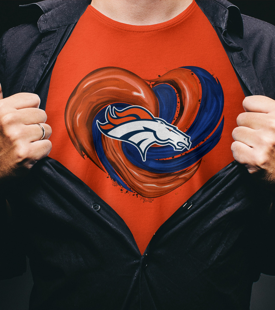 Denver Broncos Heart Logo Swirl T-Shirt
