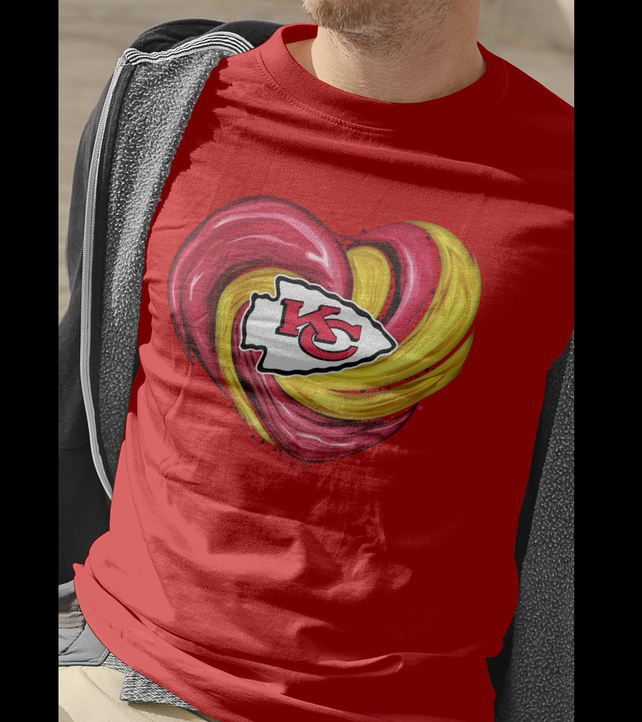 Kansas City Chiefs Heart KC Tornado Colors T-Shirt