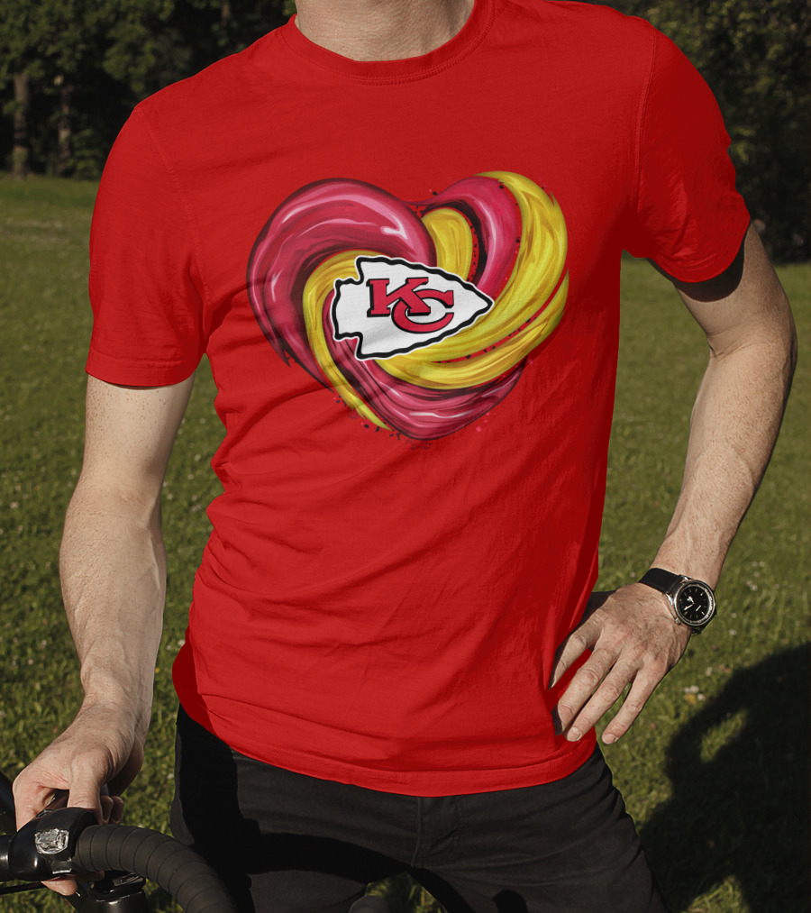 Kansas City Chiefs Heart KC Tornado Colors T-Shirt