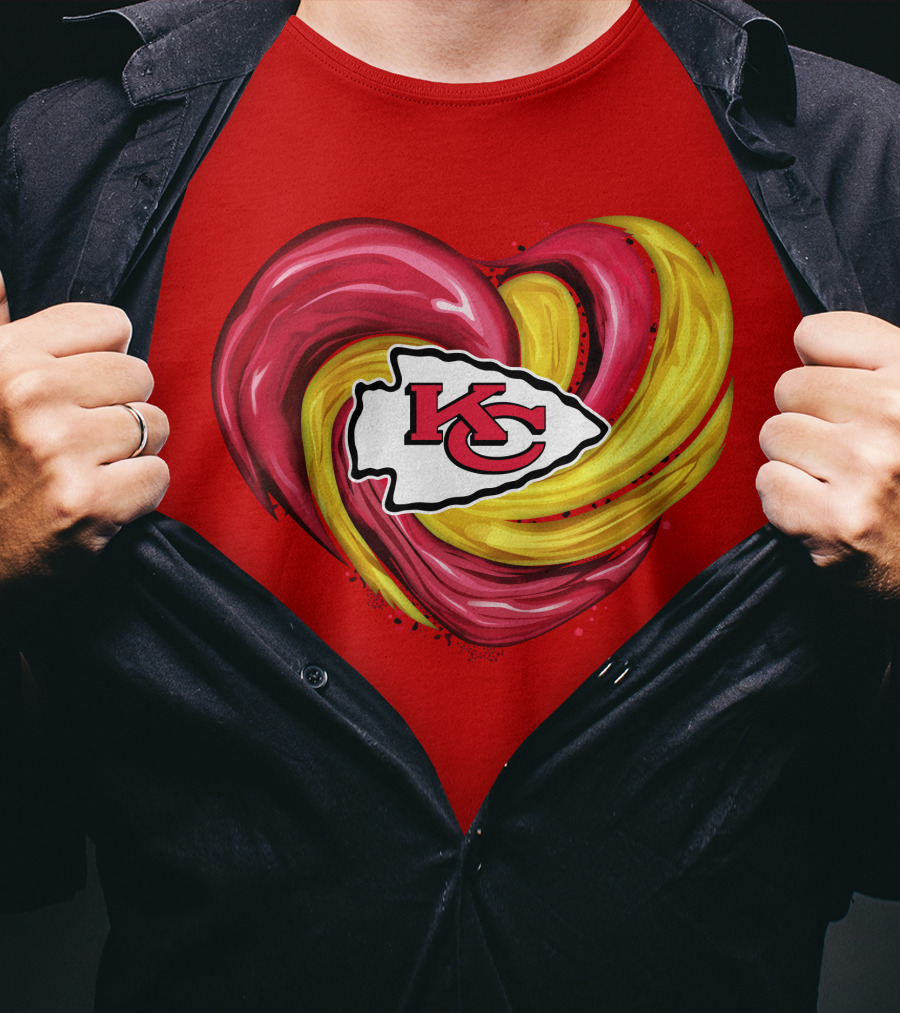 Kansas City Chiefs Heart KC Tornado Colors T-Shirt