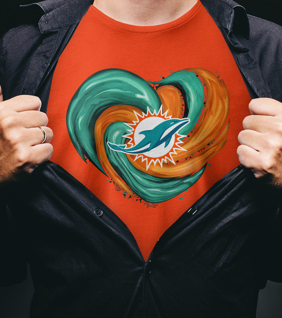 Miami Dolphins Heart Tornado Fan T-Shirt