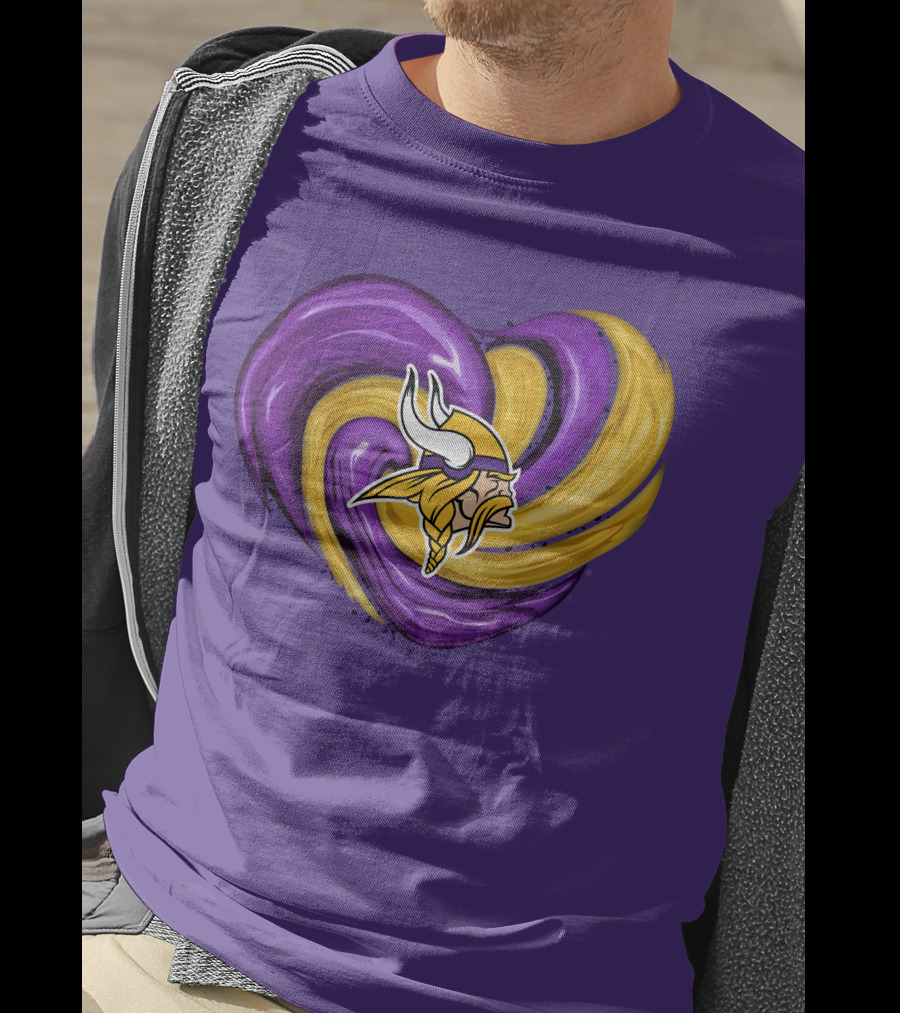 Minnesota Vikings Heart Swirl Viking Helmet T-Shirt