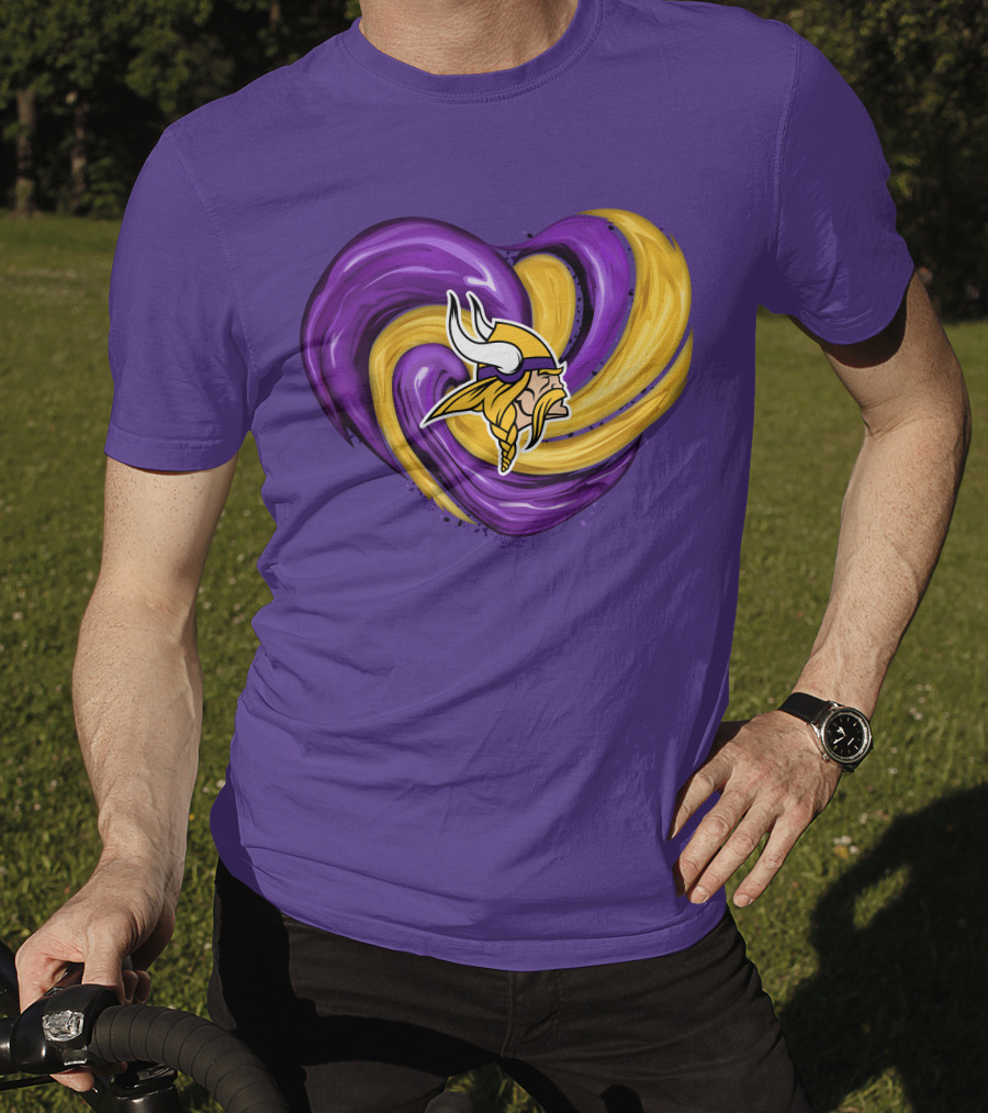 Minnesota Vikings Heart Swirl Viking Helmet T-Shirt