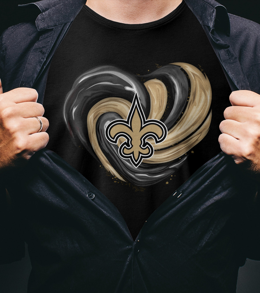 New Orleans Saints Fleur-de-Lis Tornado Heart T-Shirt