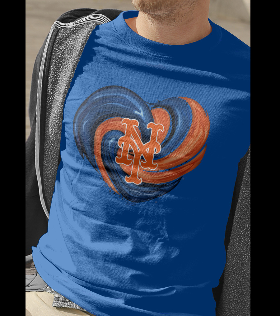 New York Mets Heart Swirl Icon Emblem T-Shirt