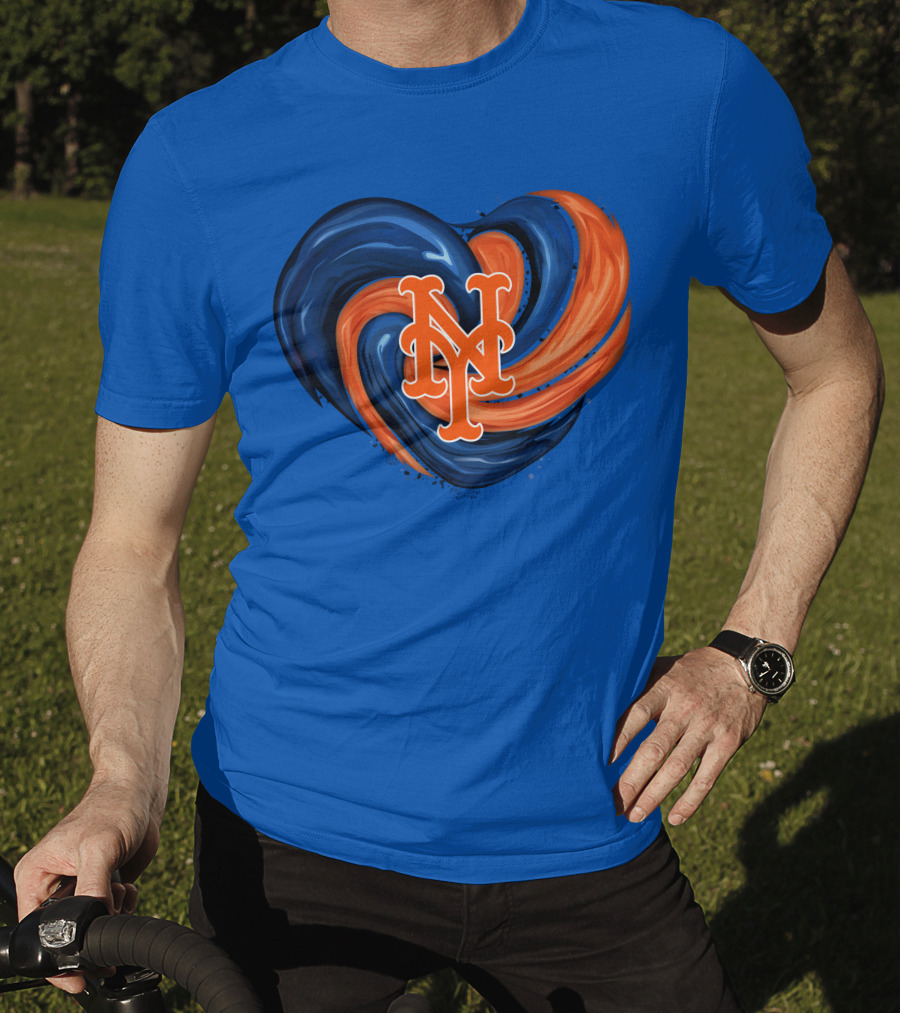 New York Mets Heart Swirl Icon Emblem T-Shirt