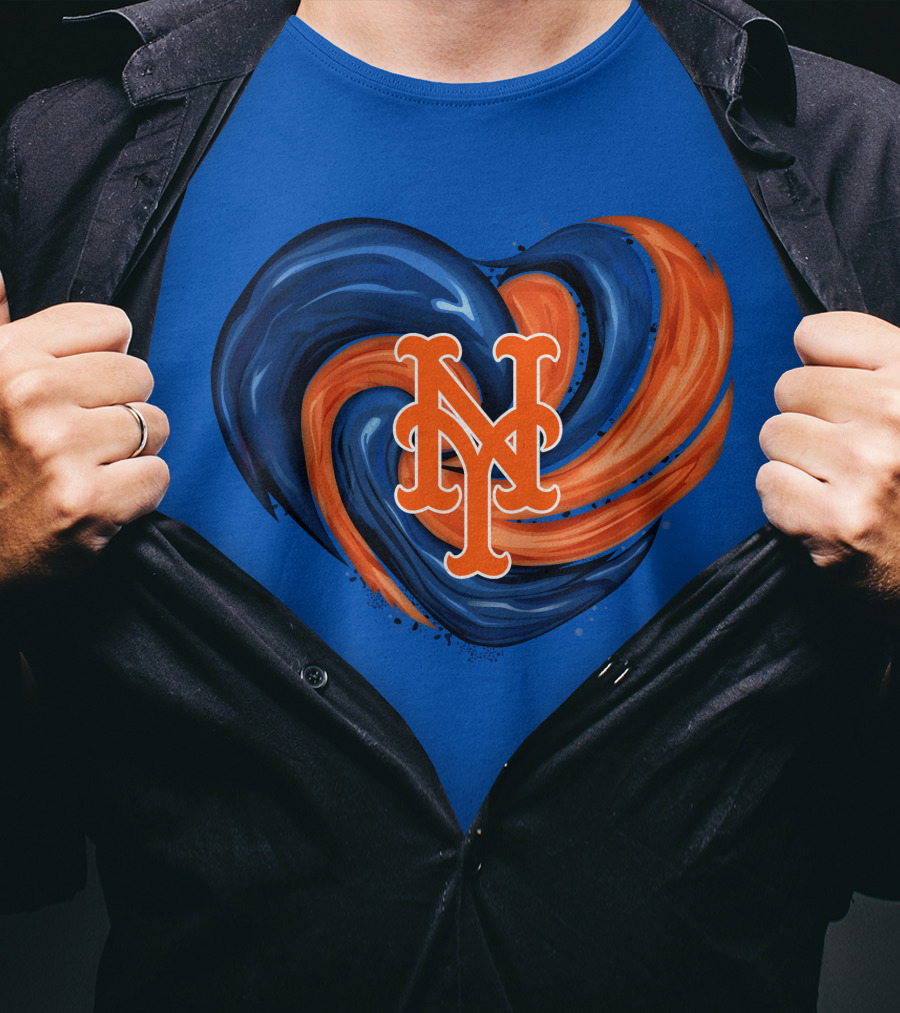 New York Mets Heart Swirl Icon Emblem T-Shirt