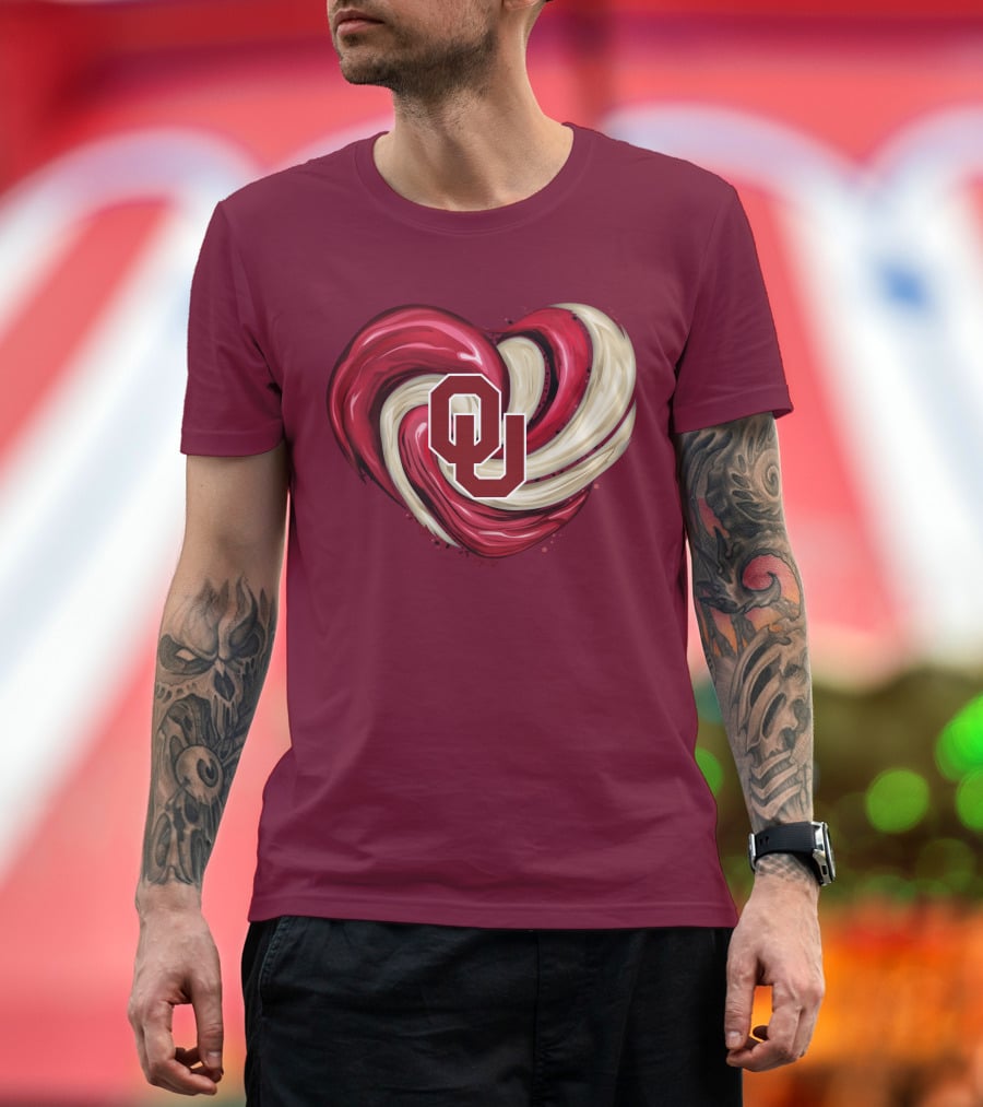 OU Red Gold Heart Tornado T-Shirt