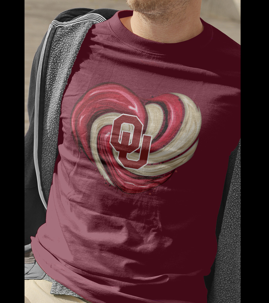 OU Red Gold Heart Tornado T-Shirt