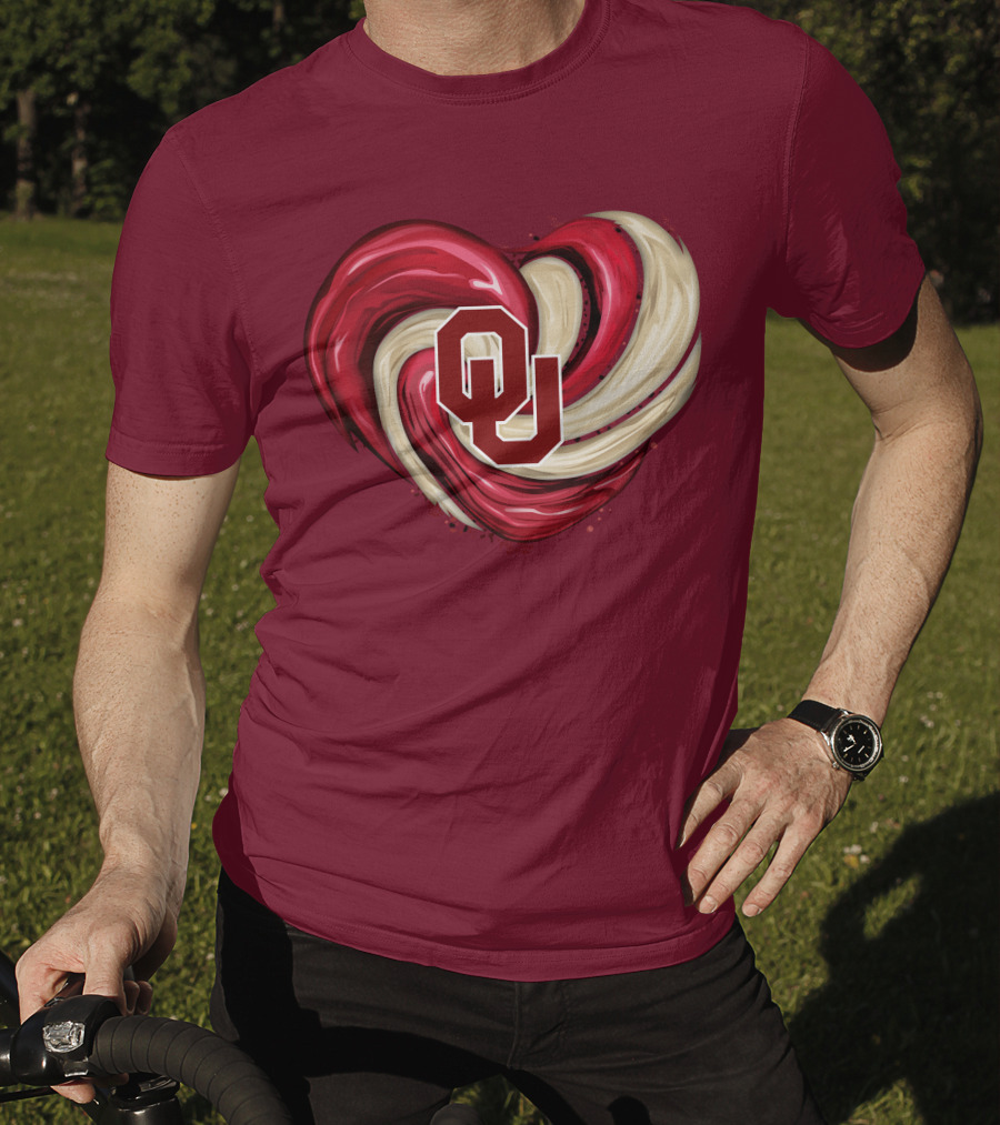 OU Red Gold Heart Tornado T-Shirt