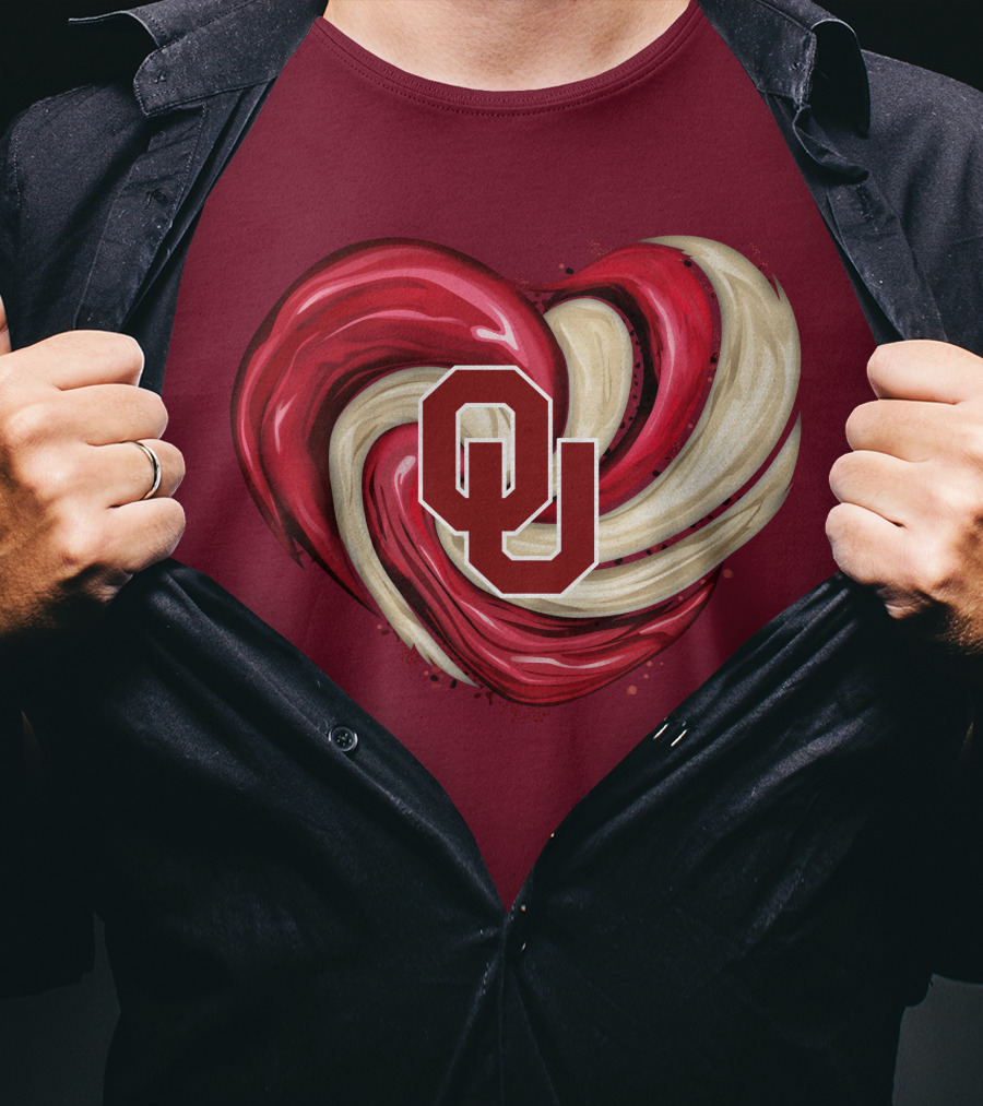 OU Red Gold Heart Tornado T-Shirt