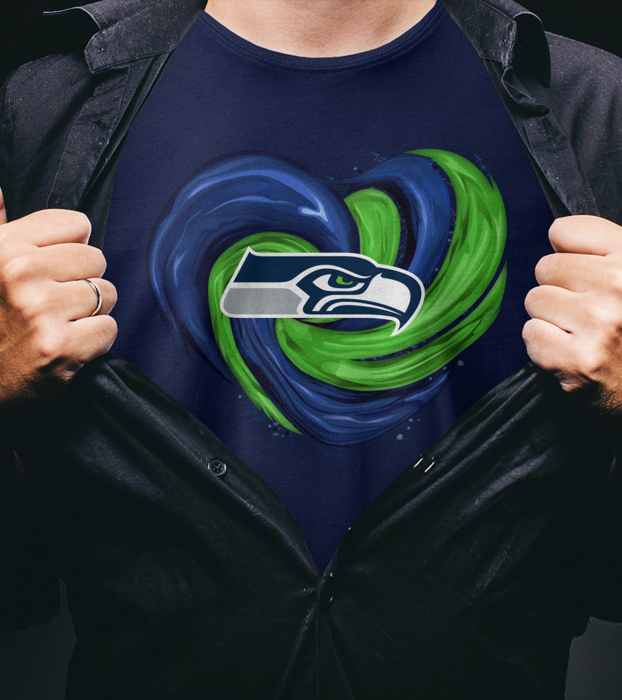 Seattle Seahawks Heart Logo Tornado T-Shirt