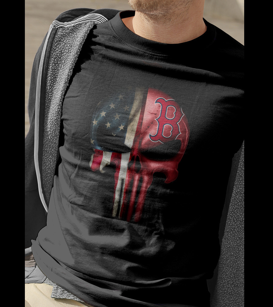 The Punisher Skull American Flag Boston Red Sox T-Shirt