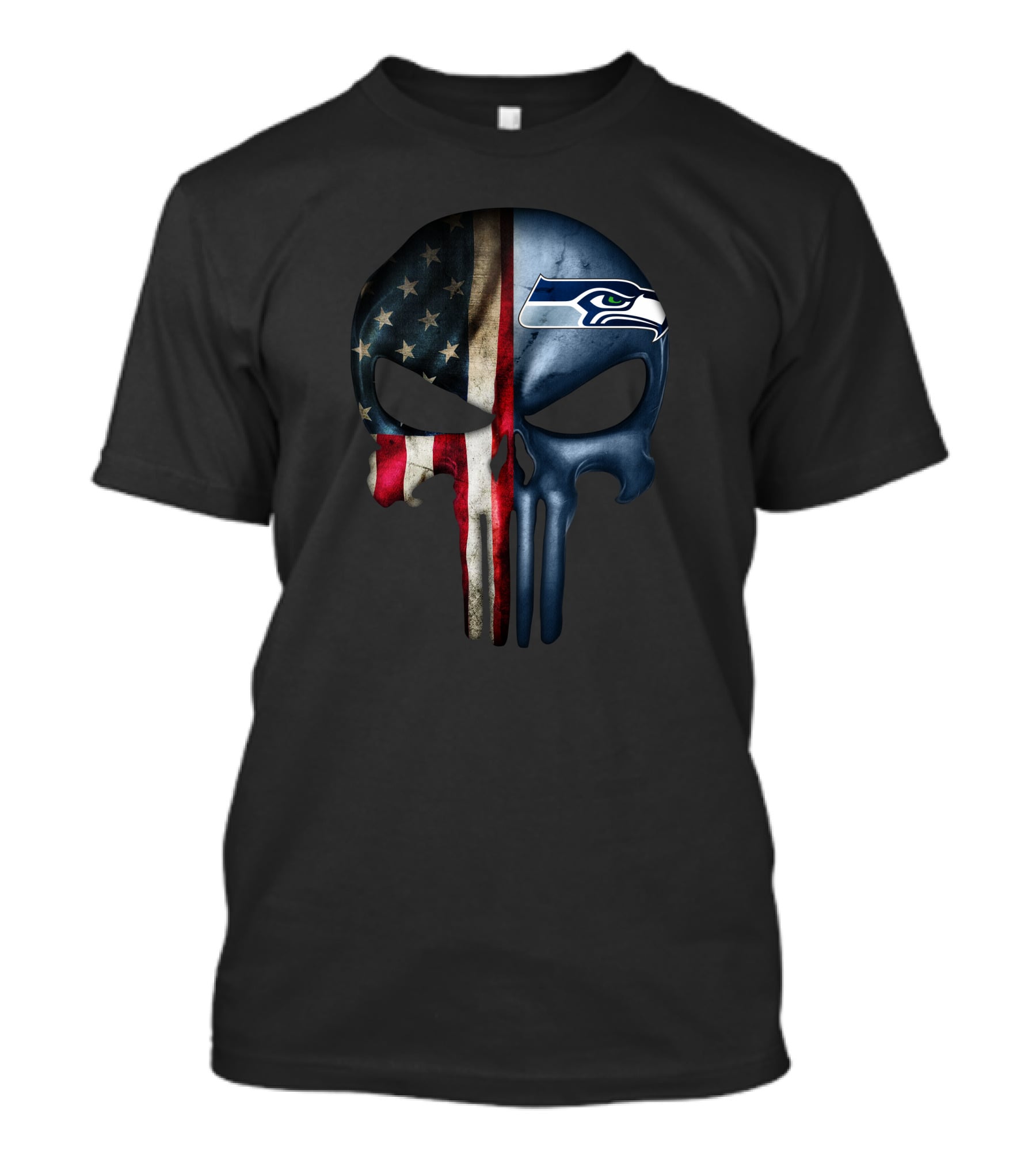The Punisher Skull American Flag Seattle Seahawks T-Shirt