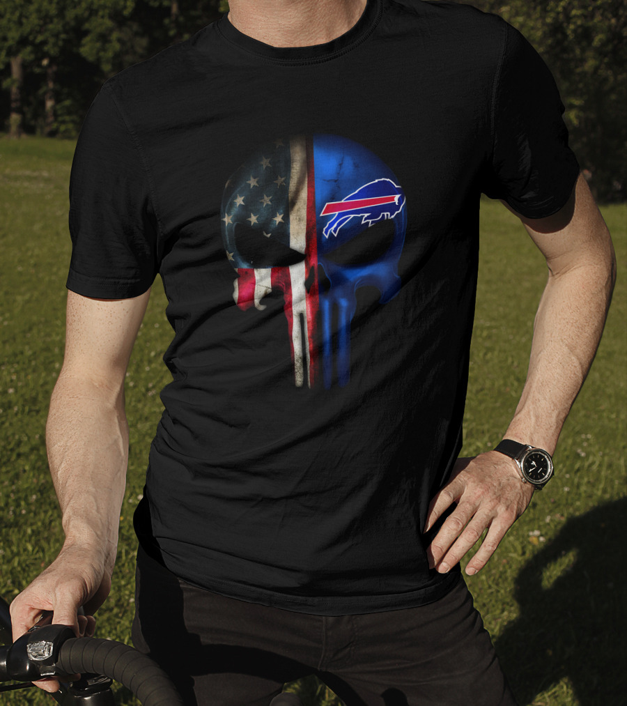 Buffalo Bills American Flag Punisher Skull T-Shirt