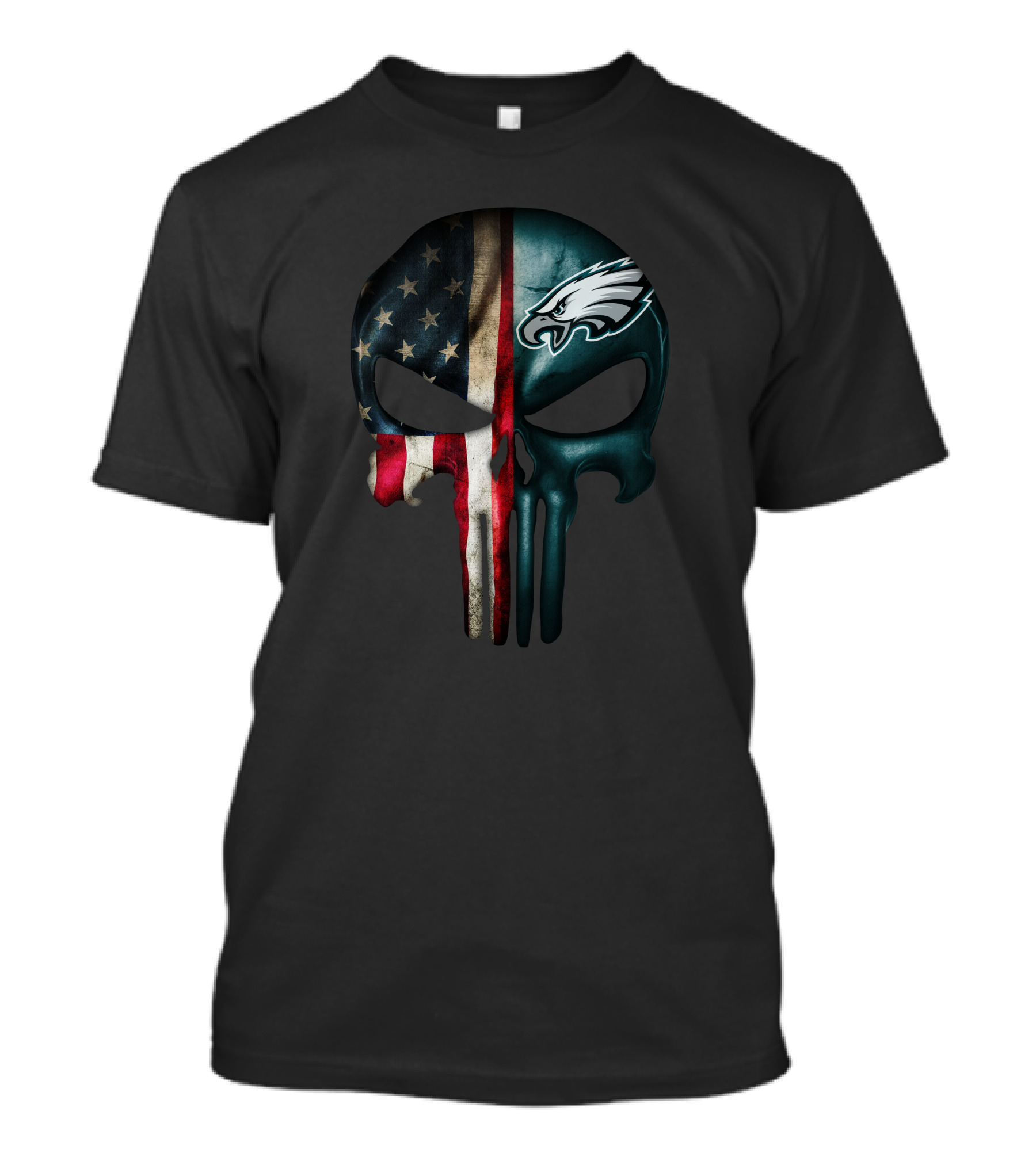 American Flag Punisher Skull With Philadelphia Eagles T-Shirt