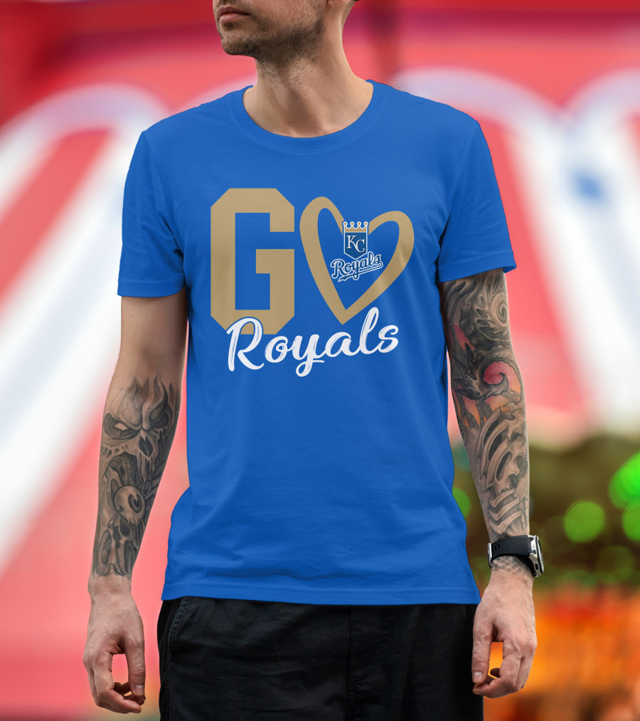 Go Royals KC Heart Crown Logo Royals T-Shirt