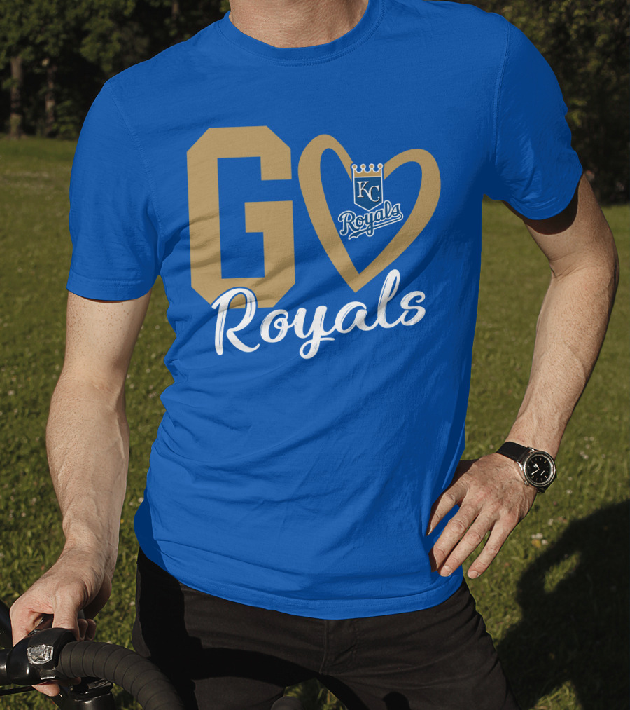 Go Royals KC Heart Crown Logo Royals T-Shirt