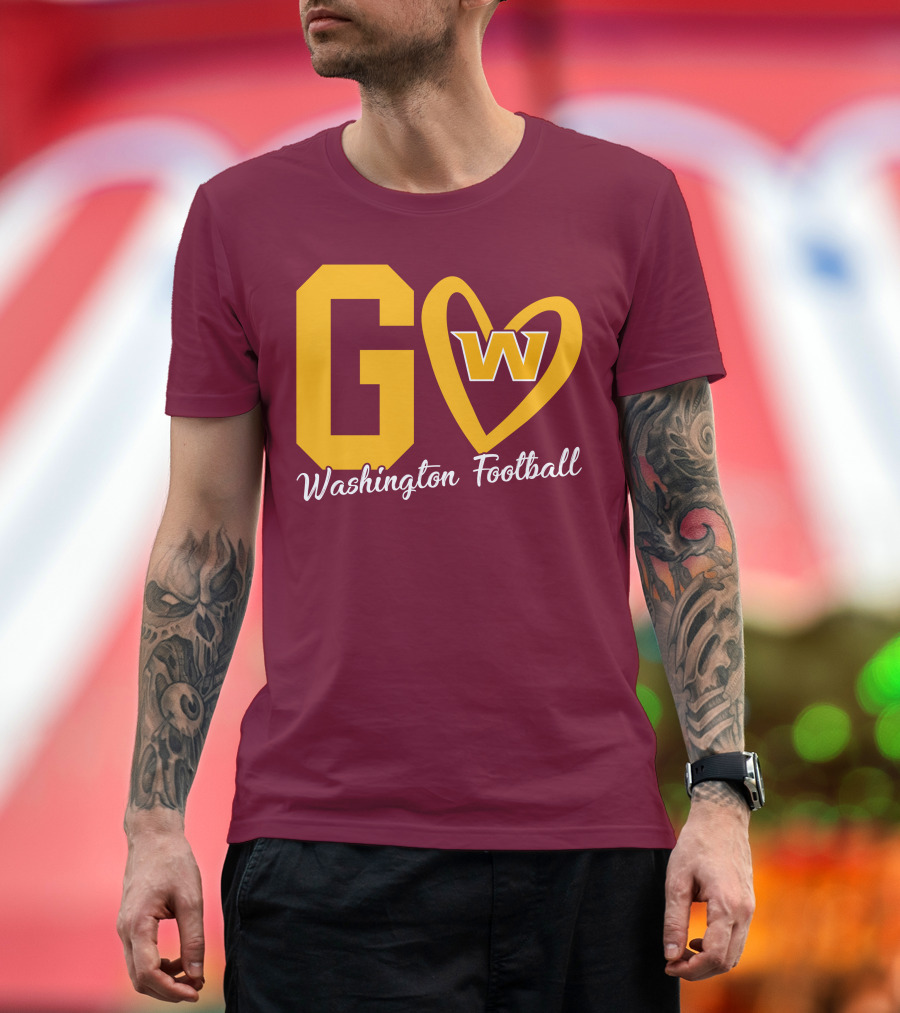 Go W Washington Football Team Heart T-Shirt
