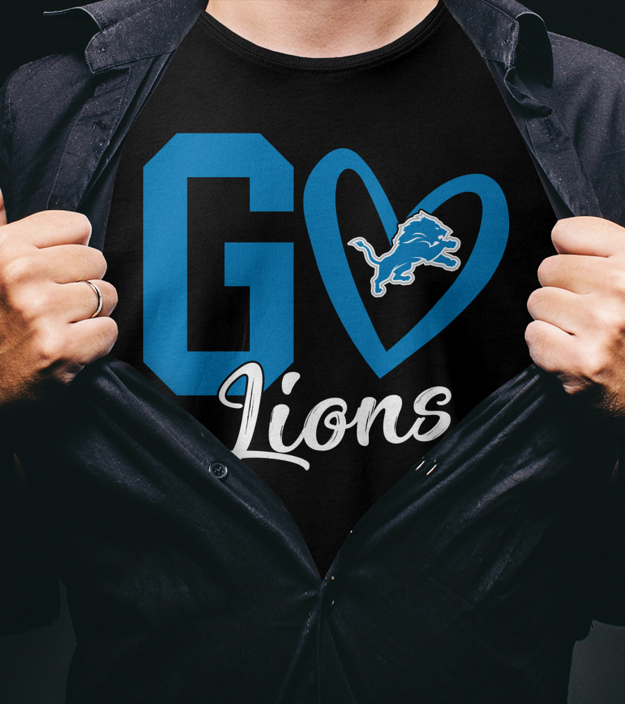 Go Lions Heart Detroit Lions T-Shirt
