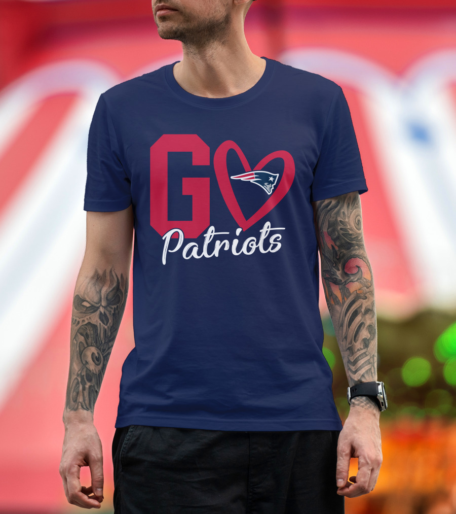Go Patriots New England Patriots Logo Heart T-Shirt