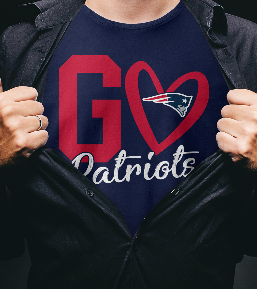 Go Patriots New England Patriots Logo Heart T-Shirt
