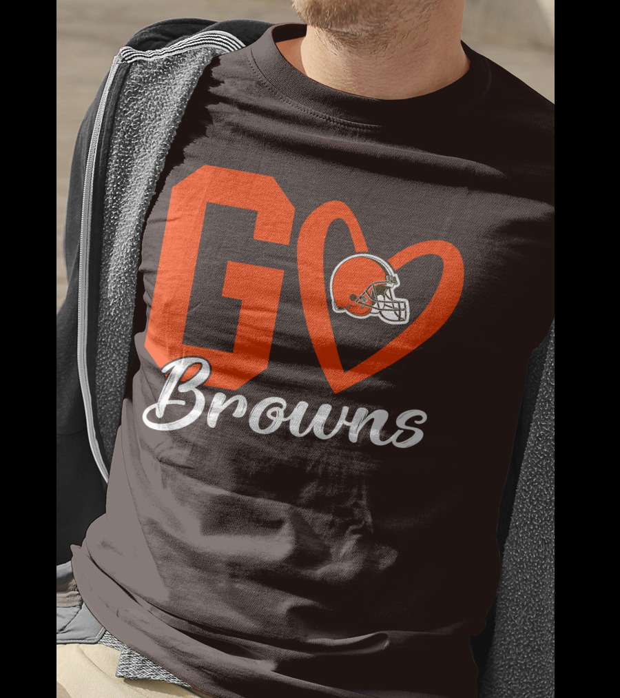 GO Heart Browns Football Helmet T-Shirt