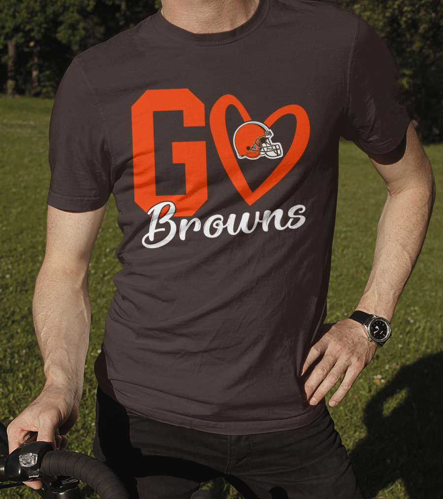 GO Heart Browns Football Helmet T-Shirt