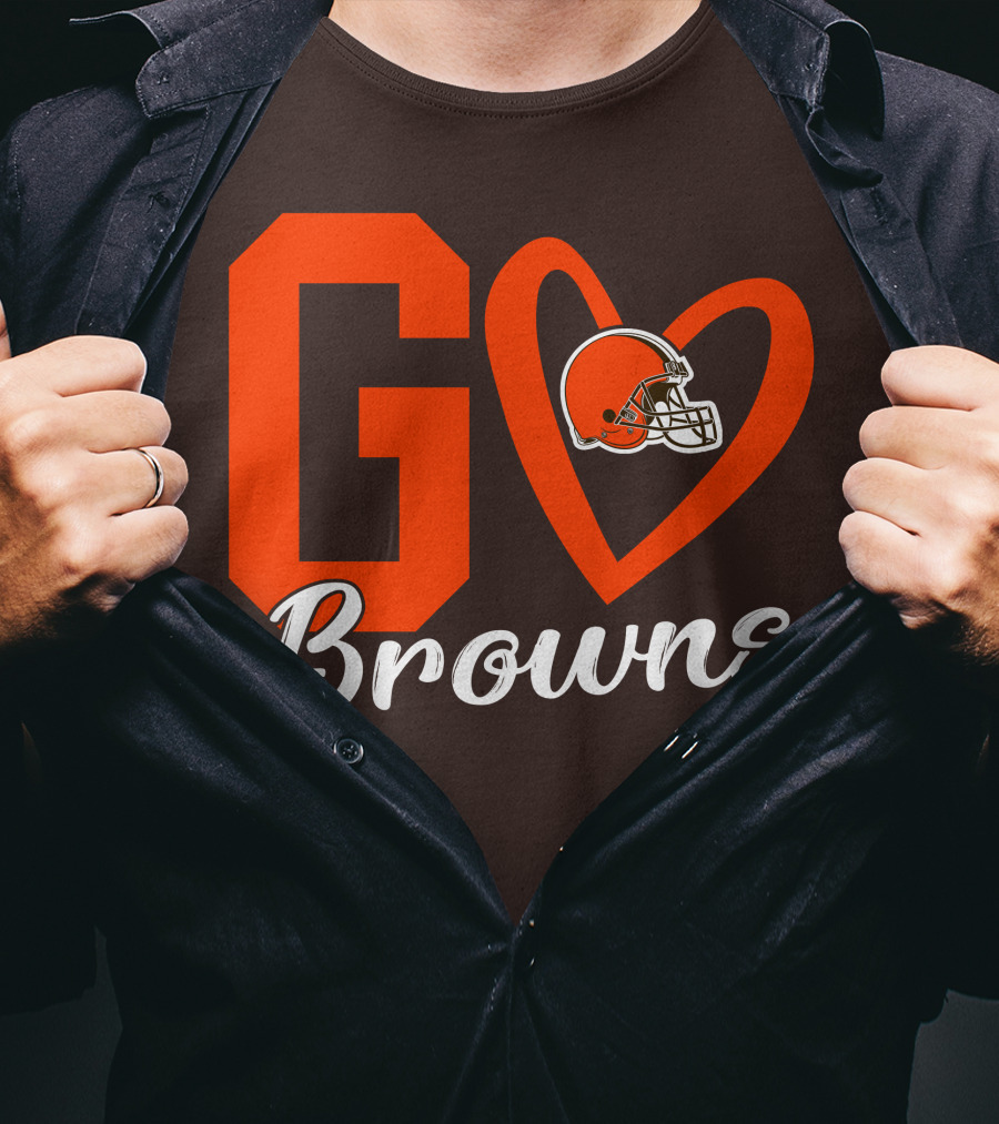GO Heart Browns Football Helmet T-Shirt