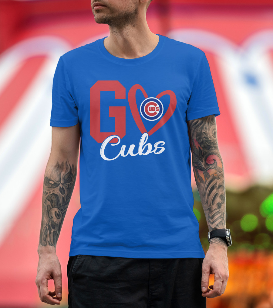 Go Cubs Love Heart with Chicago Cubs T-Shirt
