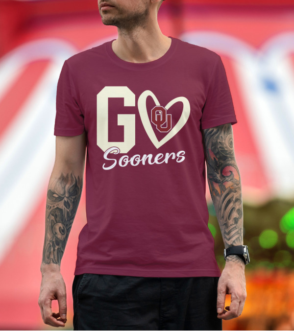 Premium T-Shirt: Go Sooners OU Heart T-Shirt Go Sooners OU Heart T-Shirt
