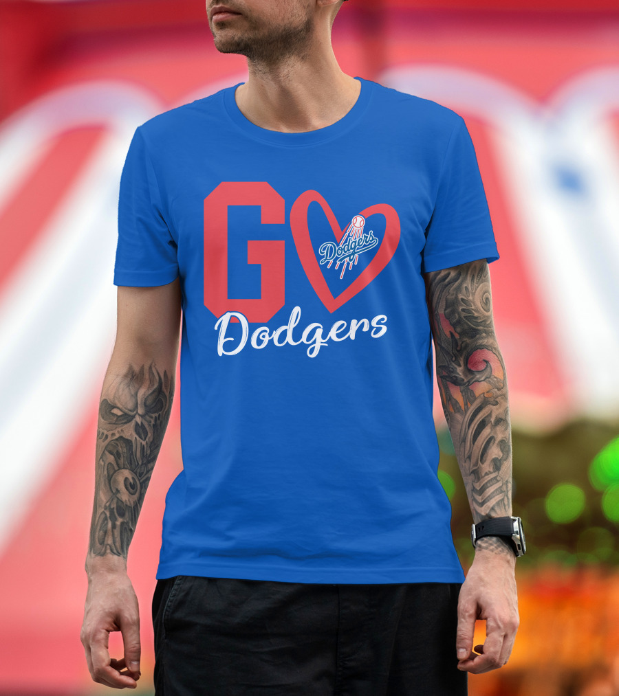 Go Dodgers Heart Logo Baseball Dodgers T-Shirt