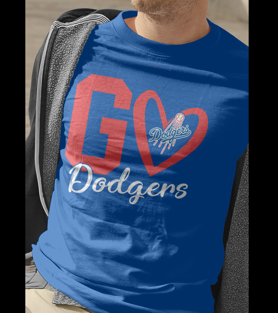 Go Dodgers Heart Logo Baseball Dodgers T-Shirt