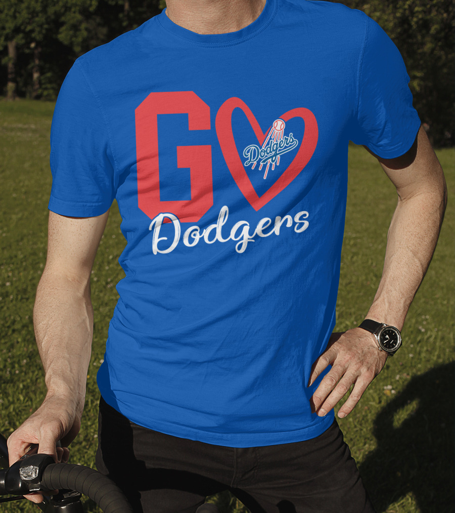 Go Dodgers Heart Logo Baseball Dodgers T-Shirt
