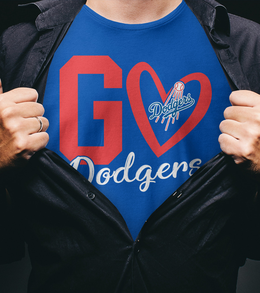 Go Dodgers Heart Logo Baseball Dodgers T-Shirt