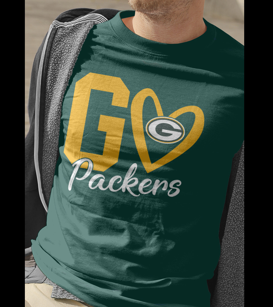 Go Packers Heart Logo Green Bay Enthusiasm T-Shirt