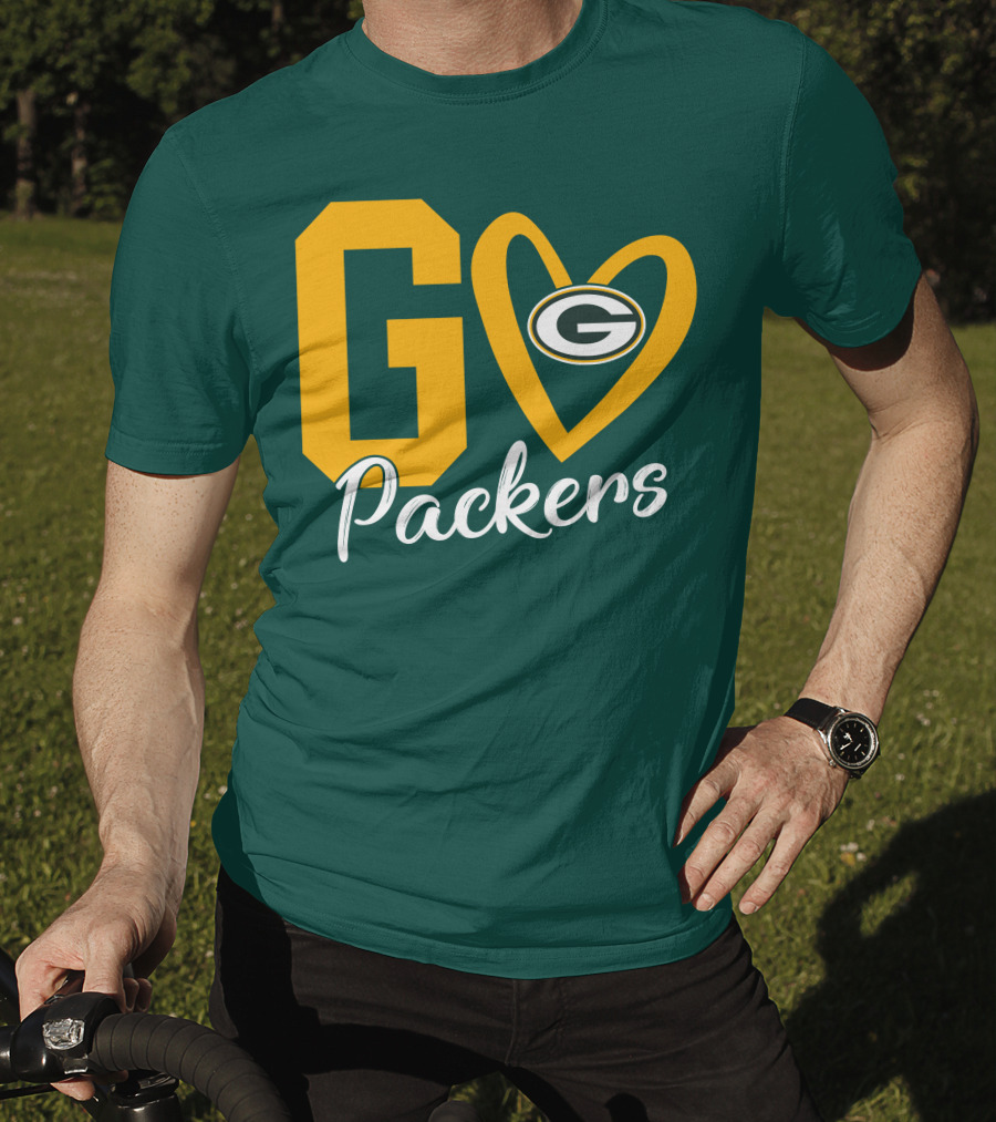 Go Packers Heart Logo Green Bay Enthusiasm T-Shirt