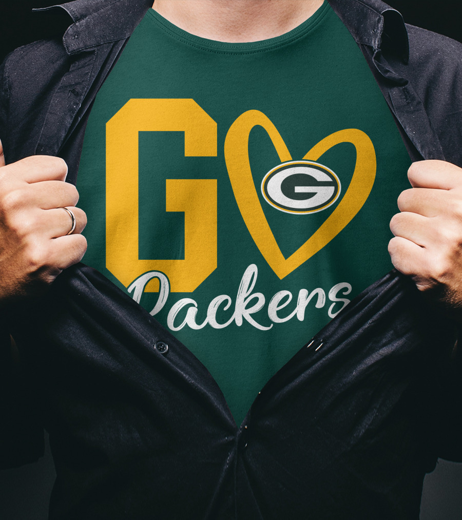 Go Packers Heart Logo Green Bay Enthusiasm T-Shirt