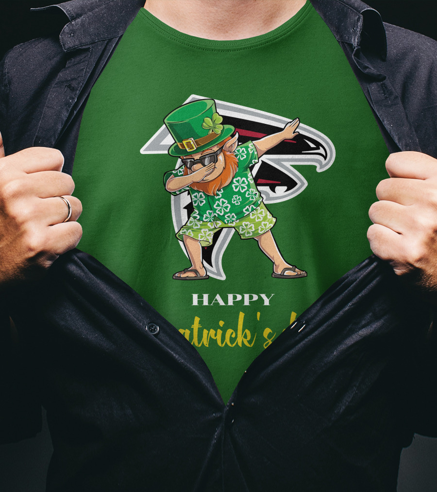 Atlanta Falcons Happy St Patrick's Day Dabbing Leprechaun T-Shirt