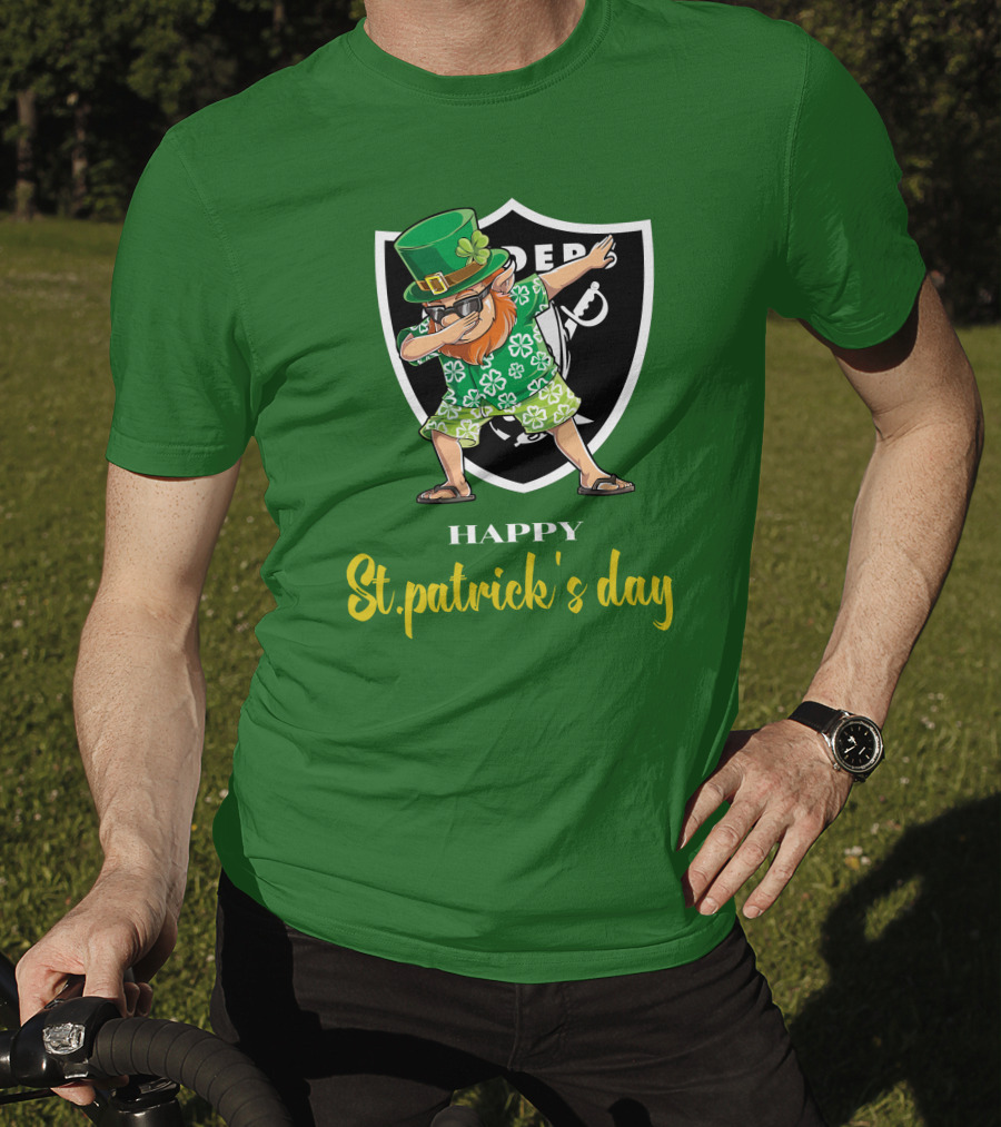 Las Vegas Raiders Happy St Patrick's Day Dabbing Leprechaun T-Shirt