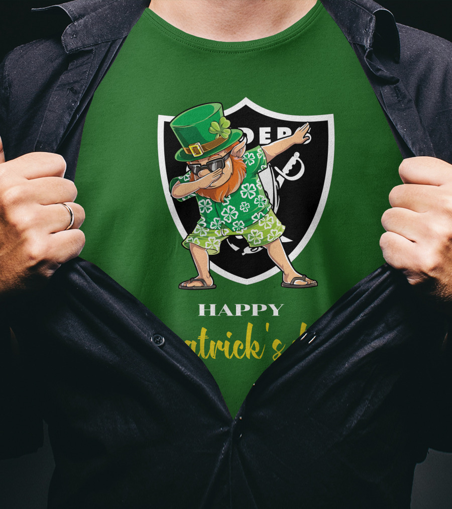 Las Vegas Raiders Happy St Patrick's Day Dabbing Leprechaun T-Shirt