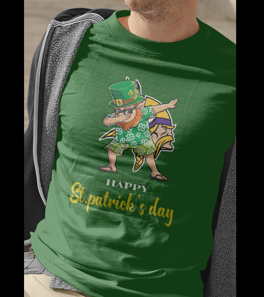 Happy St. Patrick's Day Dabbing Leprechaun Minnesota Vikings T-Shirt