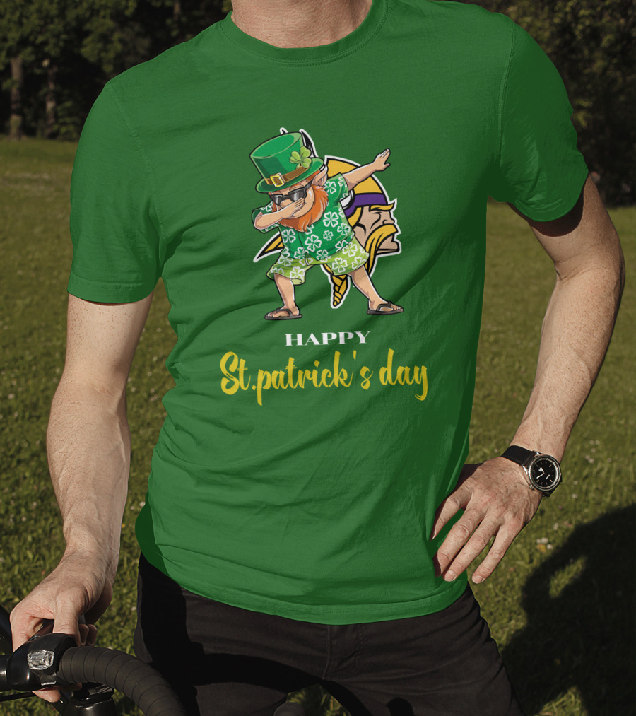 Happy St. Patrick's Day Dabbing Leprechaun Minnesota Vikings T-Shirt